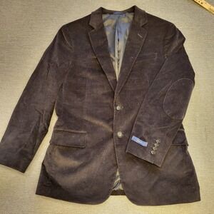 Stafford Mens Classic Fit Corduroy Blazer Black Elbow Patches Jacket 44R